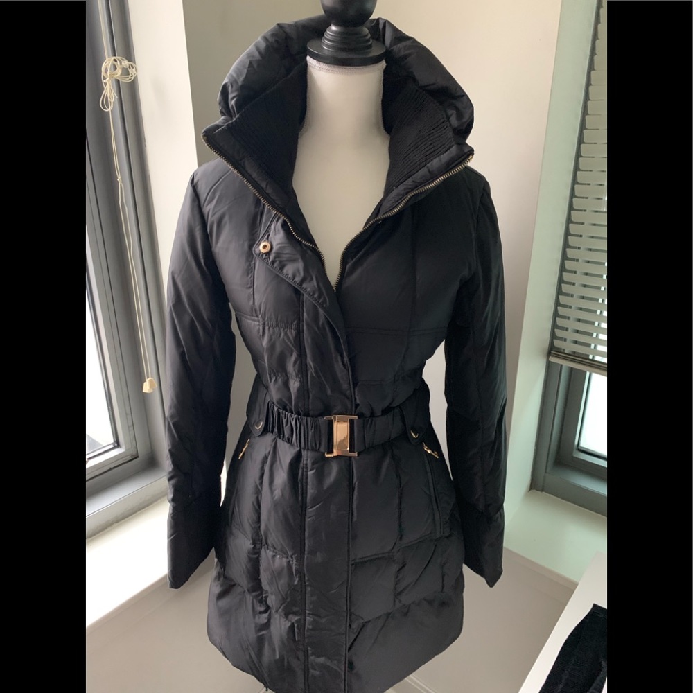 Express long black puffer jacket